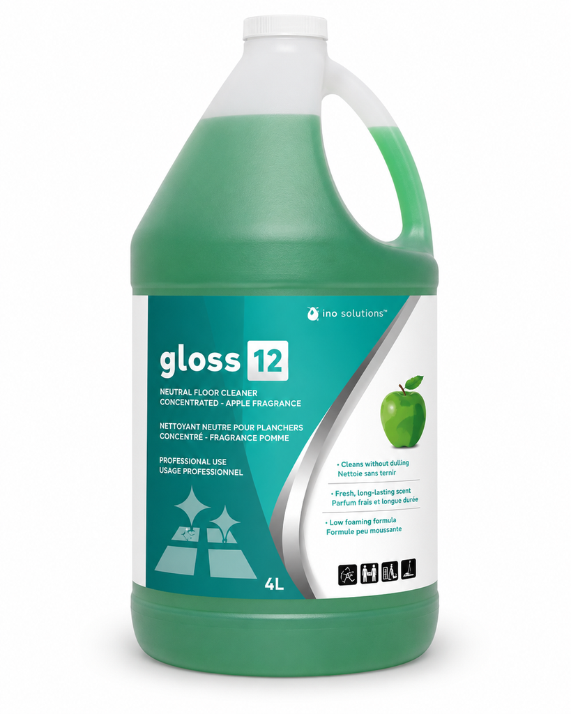 INO GLOSS 12 Concentrated Neutral Floor Cleaner, Apple Fragrance, 4 L