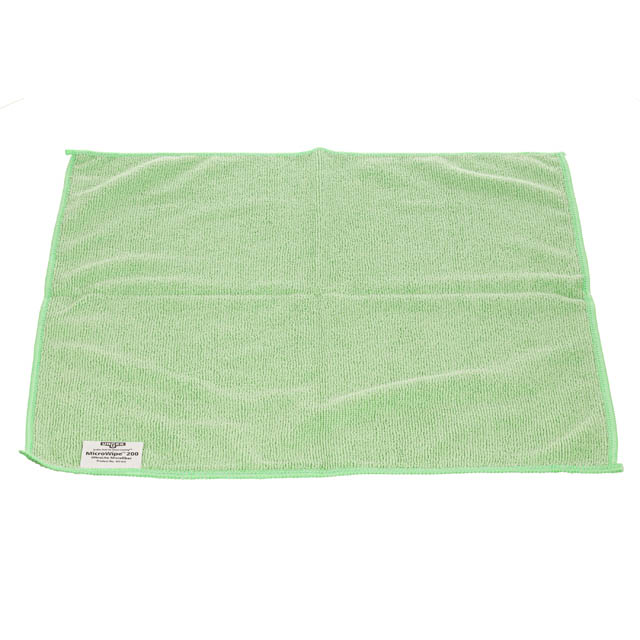 Unger MicroWipe 200 UltraLite Microfiber Cloth 16 x 16 in, Green, Pack of 10