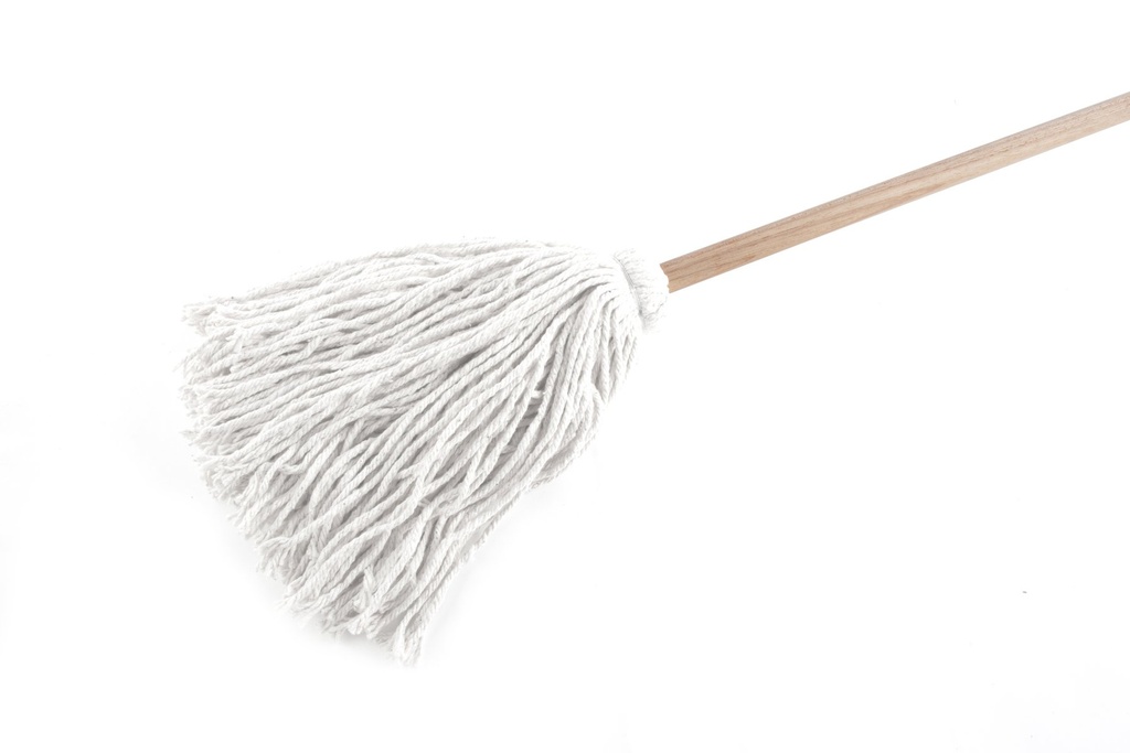 Atlas Graham Vadrouille humide Janitors en rayonne blanche, bouts coupés, 450 g, avec manche en bois de 54 po
