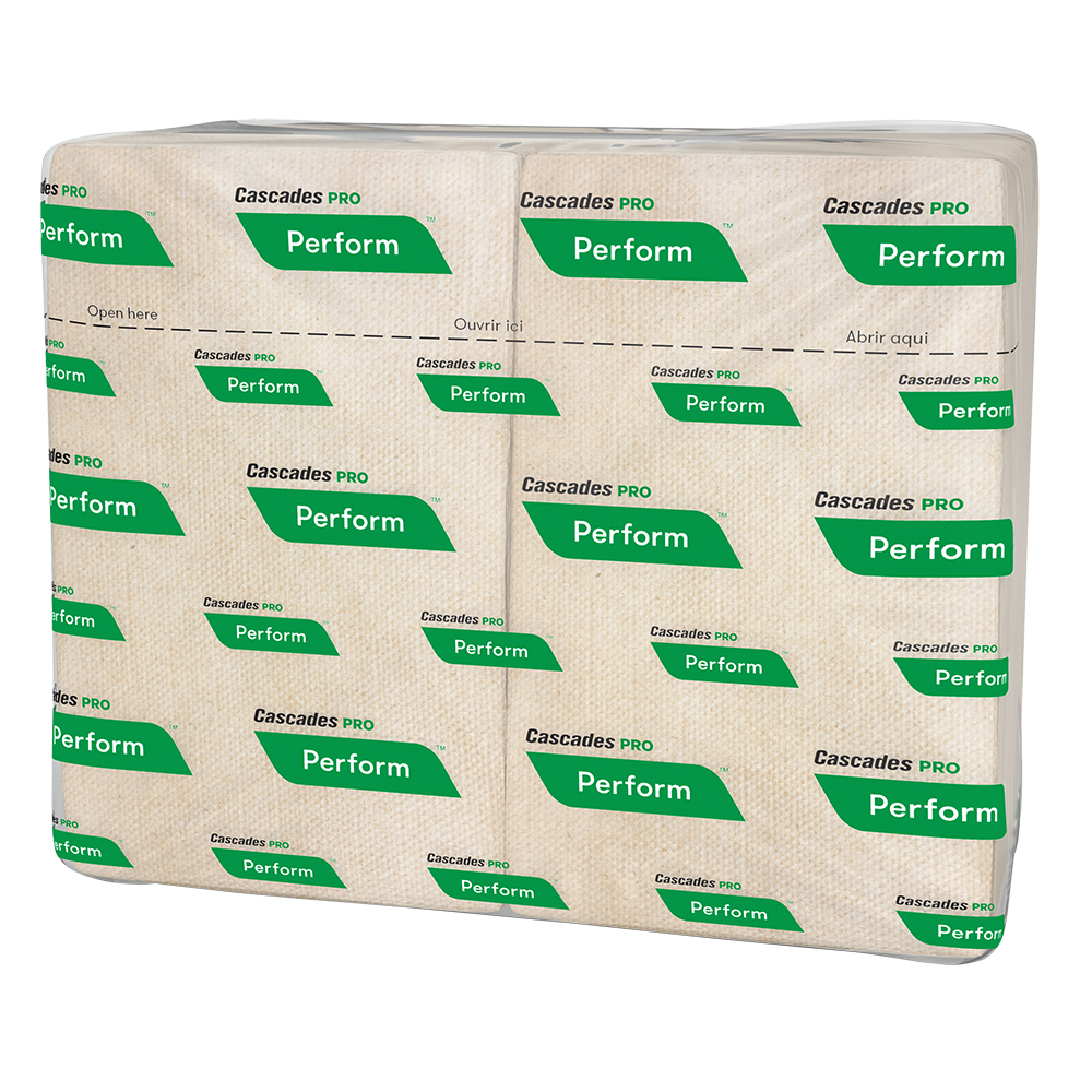 Cascades Pro Serviettes de table entrepliées Pro Perform pour Tandem, brunes, 1 pli, 4,25 x 6,5 po, 16 paquets de 376 feuilles, caisse de 16