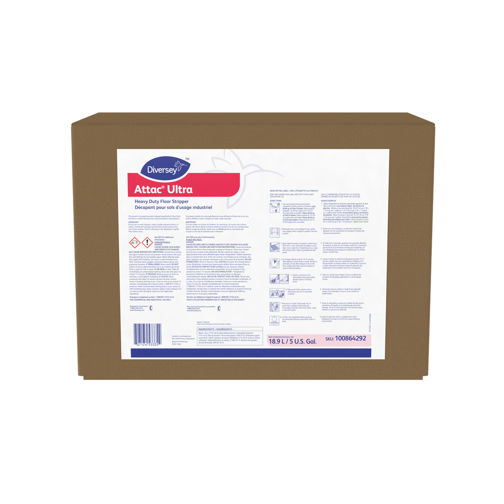Diversey Décapant à plancher puissant concentré Attac Ultra, 18,9 L