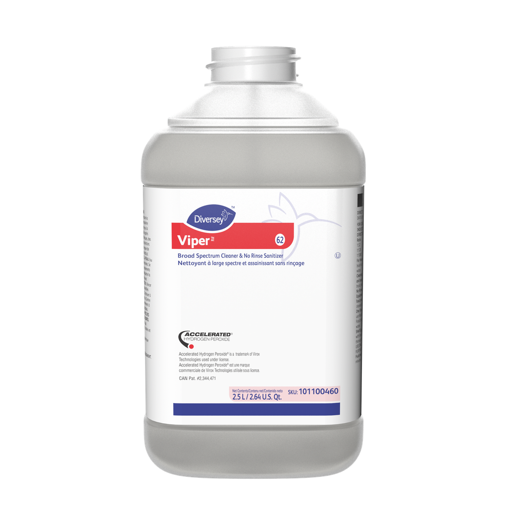 Diversey Viper Broad-Spectrum Cleaner and No-Rinse Sanitizer, 2.5 L J-Fill, Case of 2