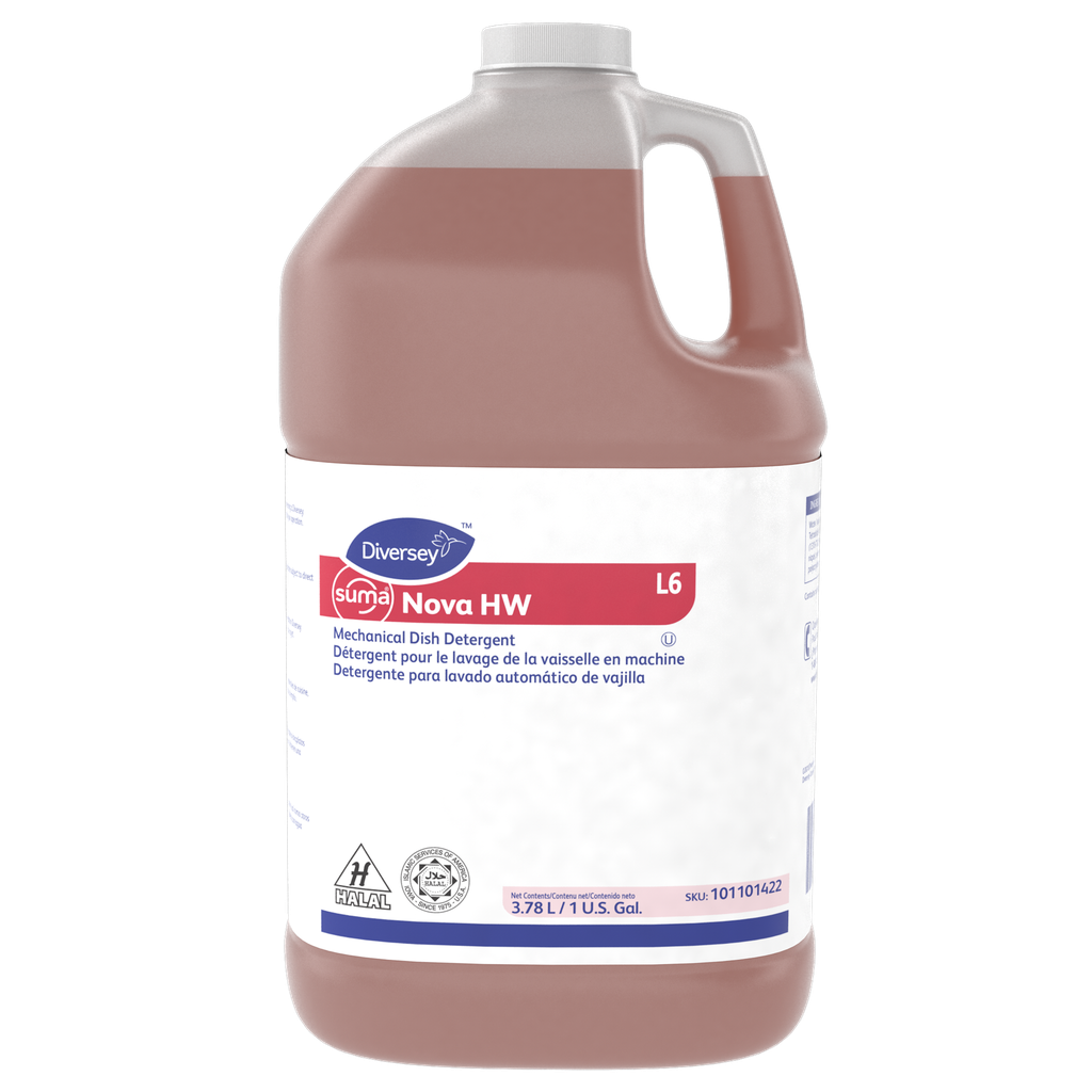 Diversey Suma Nova L6 Détergent concentré pour lave-vaisselle à eau chaude, 3,78 L