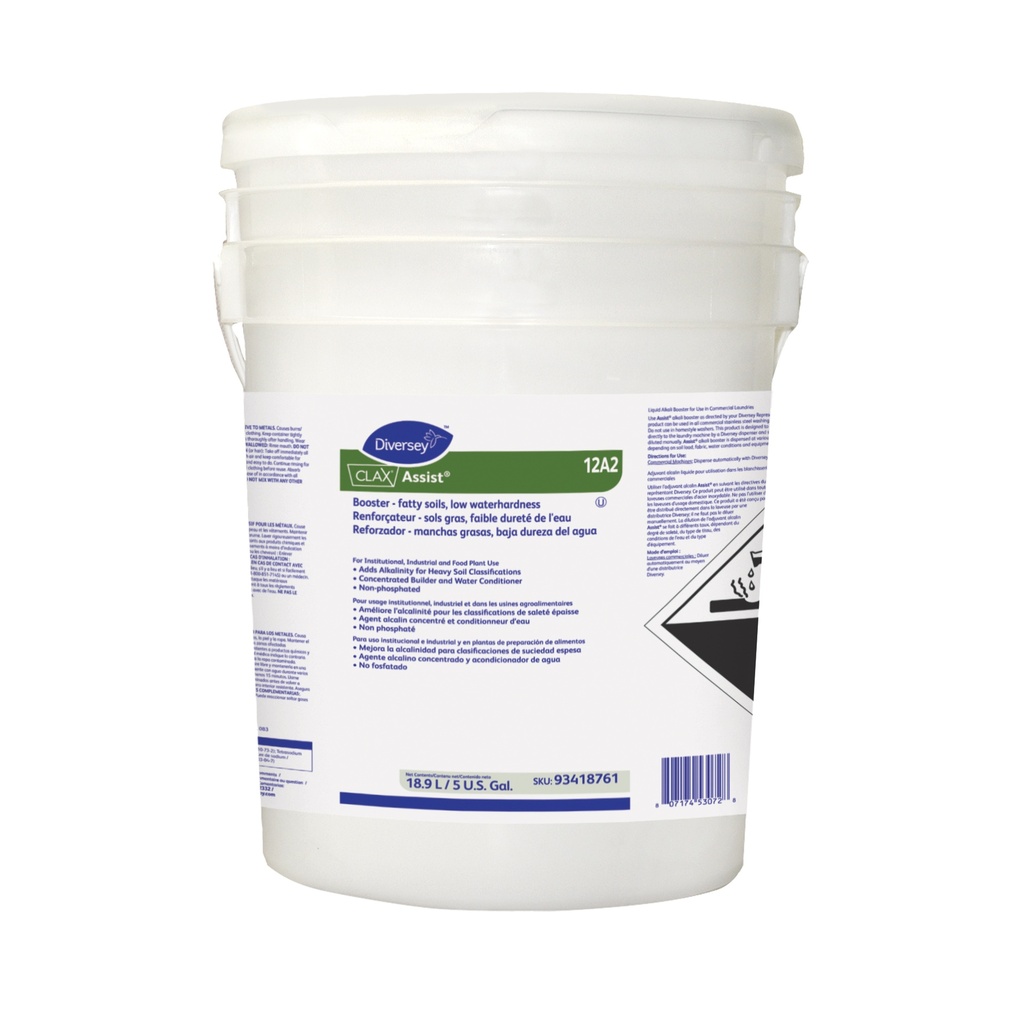 Diversey Clax Assist 12A2 Concentrated Alkalinity Booster, 18.9 L