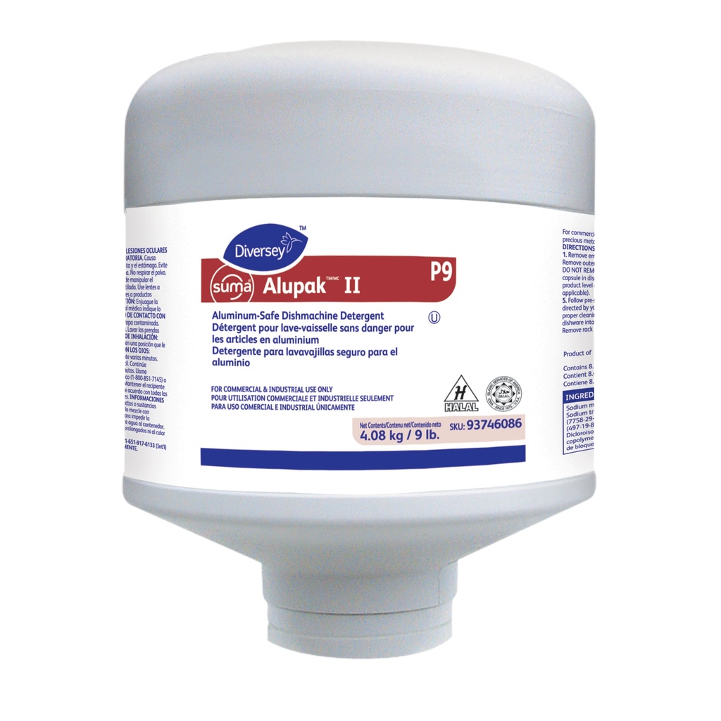Diversey Suma Alupak II Aluminum-Free Dishwasher Detergent Refill, 9 lb