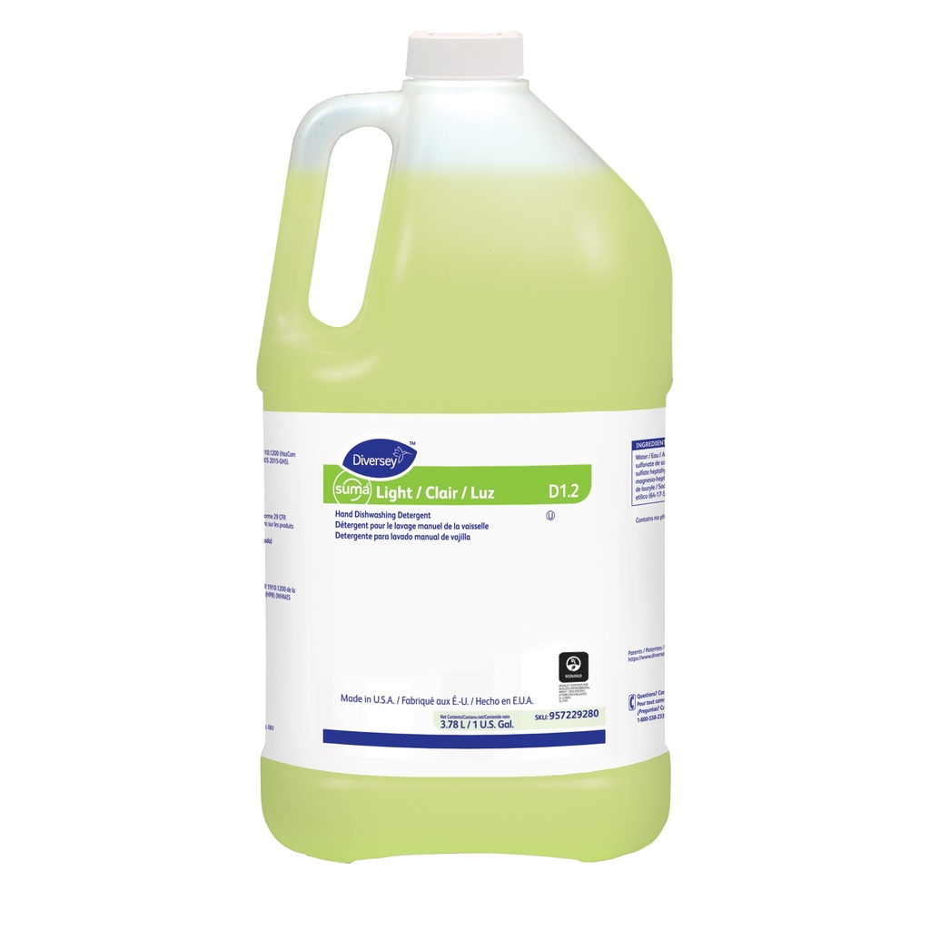 Diversey Suma Light D1.2 Détergent à vaisselle manuel concentré, 3,78 L