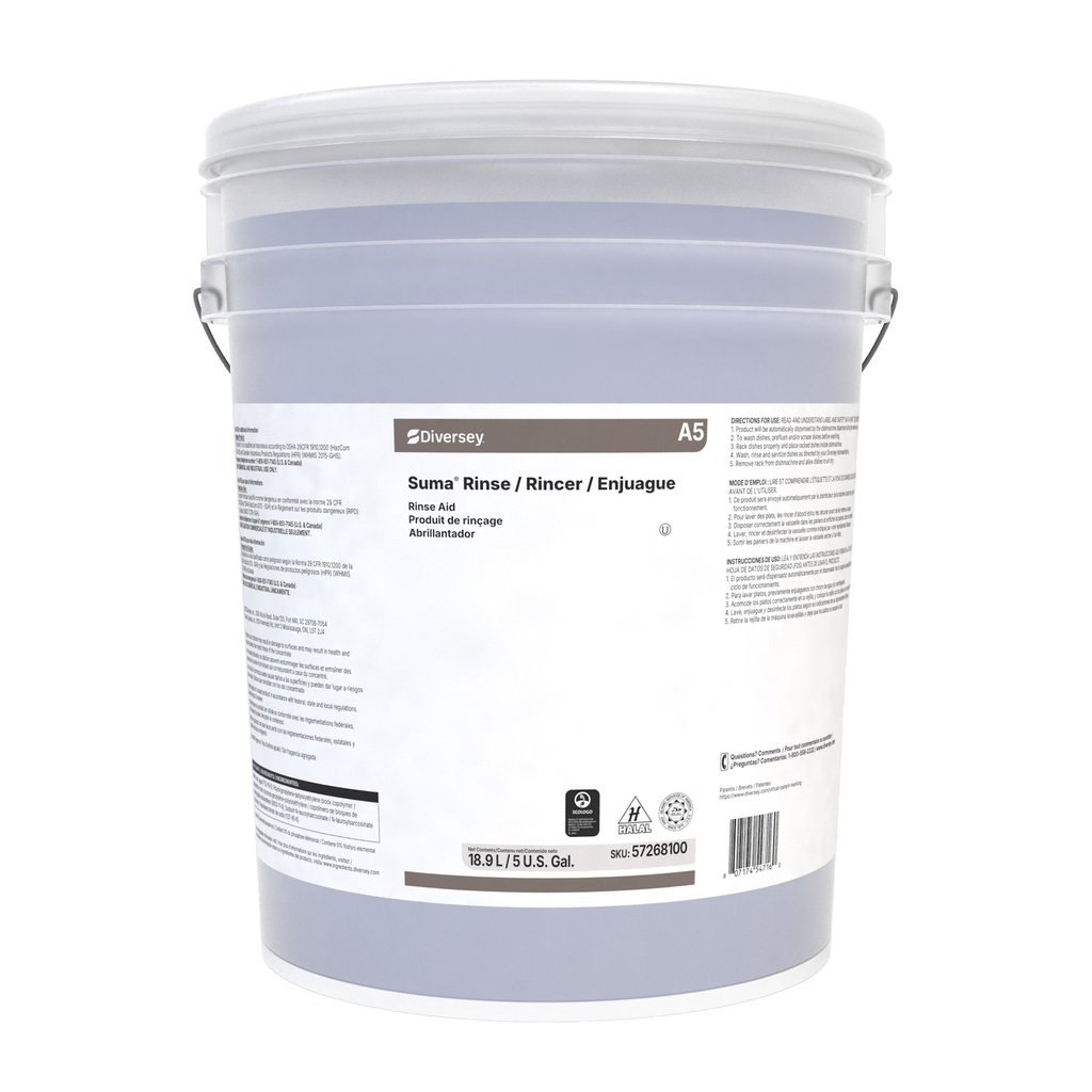 Diversey Suma Rinse A5 Agent de rinçage, 18,9 L