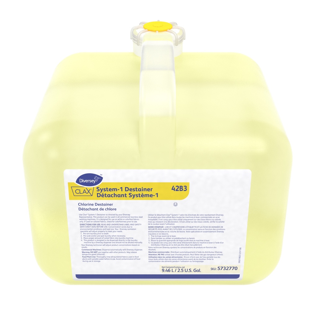Diversey Clax System-1 Détachant javellisant au chlore pour lessive, 9,45 L