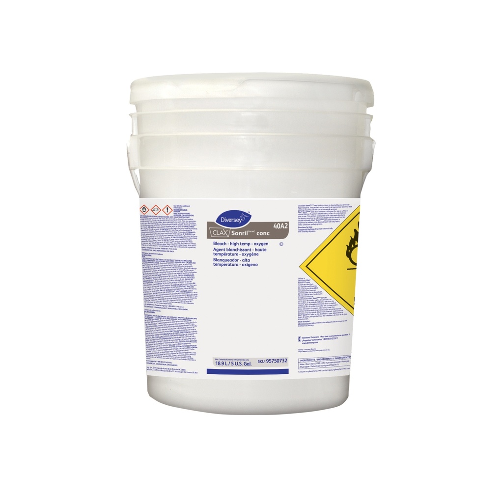 Diversey Clax Sonril 40A2 Concentrated Non-Bleaching Neutralizing Stain Remover, 18.9 L