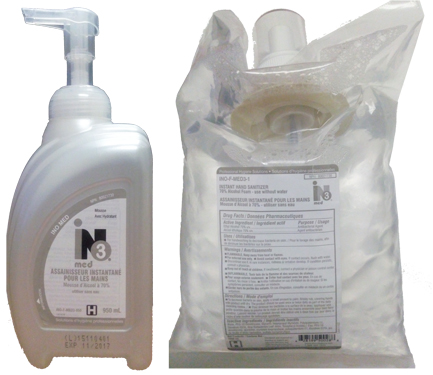 INO Solutions Derm Assainissant moussant pour les mains à 70 % d'alcool, pochette de 1 L