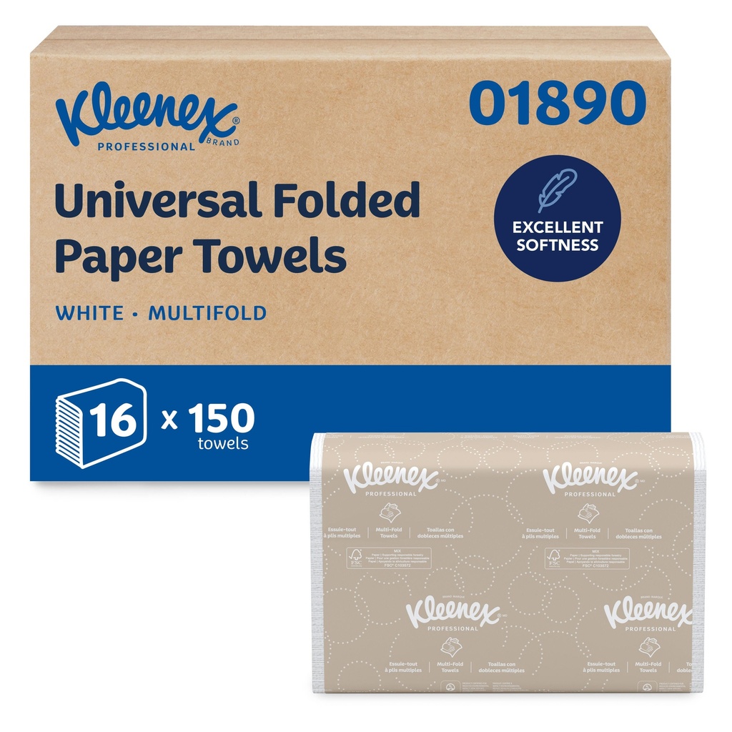 Kleenex Multifold Paper Towels, White, 20 Packs of 120 Sheets