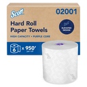 Scott Essuie-mains en rouleau à haute capacité, blanc, mandrin violet, 950 pi, caisse de 6 rouleaux