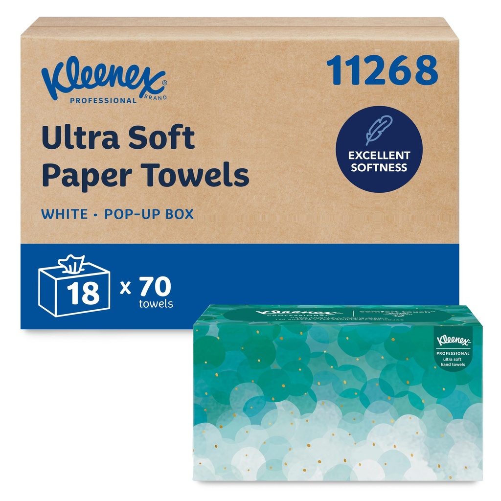 Kleenex Ultra Soft Hand Towels, 1-Ply, White, 18 Boxes