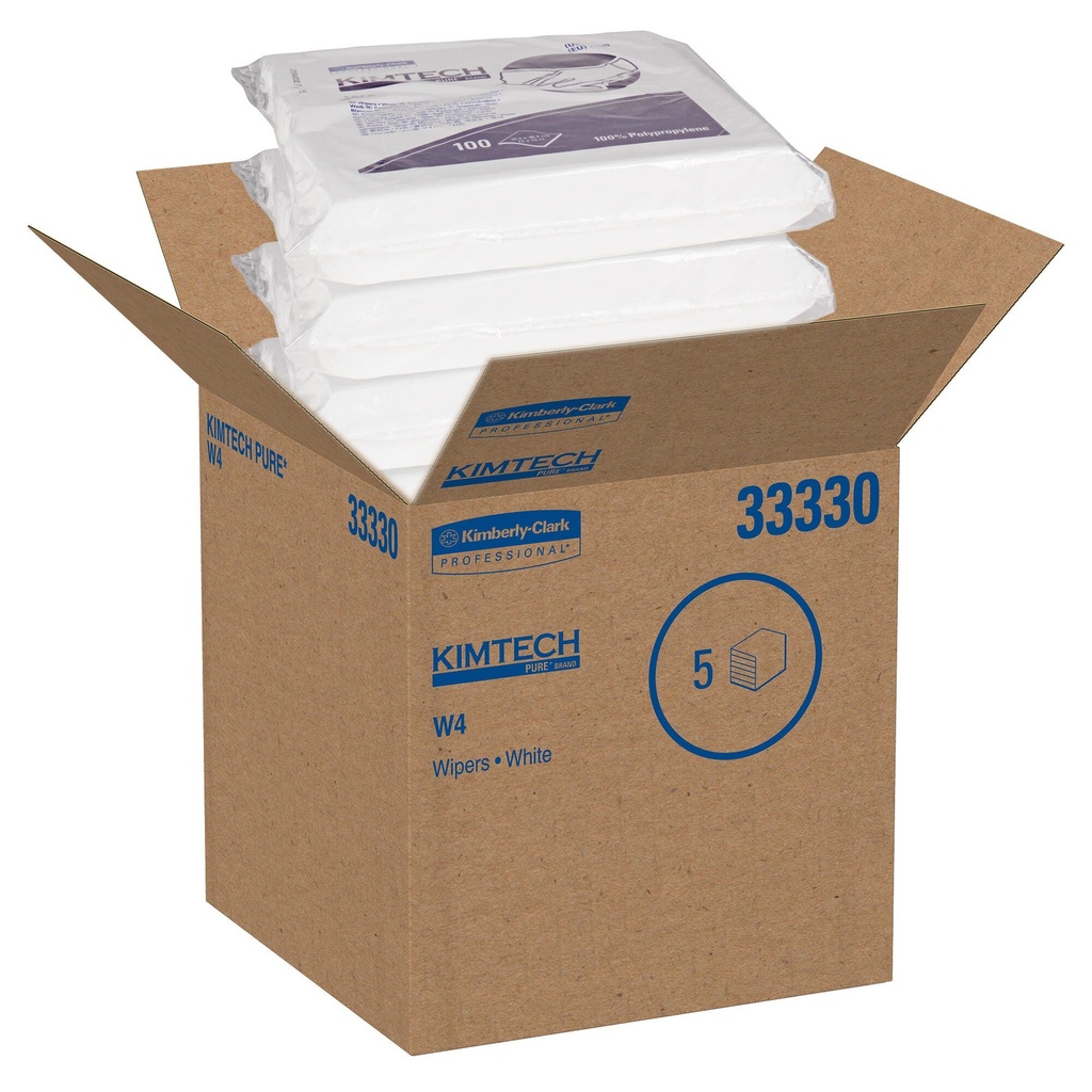 Kimtech Pure CL4 Essuie-tout pour tâches critiques, pliés à plat, 100 feuilles par paquet, caisse de 500