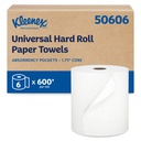 Kleenex Essuie-mains en rouleau, blancs, 8 po x 600 pi, caisse de 6 rouleaux