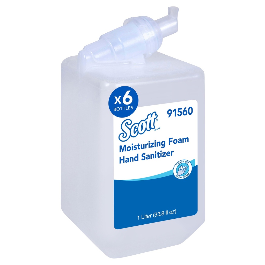 Kimcare Assainisseur moussant hydratant pour les mains, 62 % d'alcool, cartouche de 1 L, caisse de 6