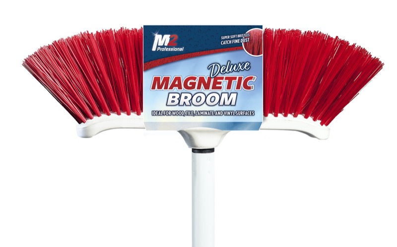 M2 Professional Venus Curved Magnetic Indoor Broom, Wide, Metal Handle, 48 in