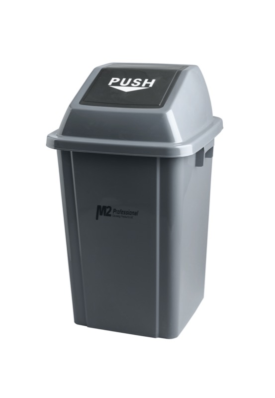 M2 Professional Poubelle carrée avec couvercle, grise, 60 L