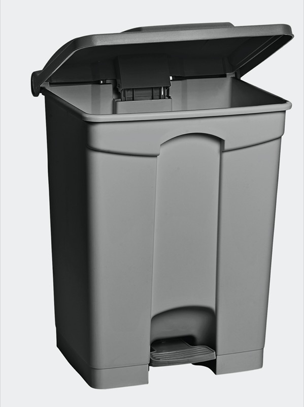 M2 Professional Step-On Plastic Waste Bin, Grey, 45 L / 12 US Gal