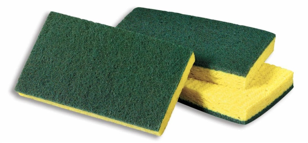 3M Scotch-Brite Éponge à récurer pour travaux moyens, jaune et verte, 6,1 po x 3,6 po