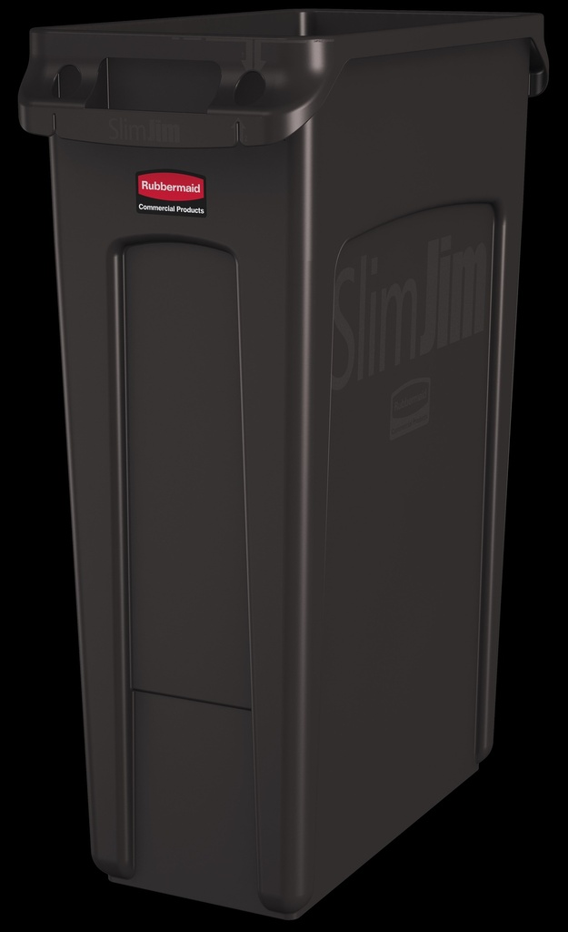 Rubbermaid Commercial Poubelle Slim Jim avec canaux de ventilation et poignées, 23 gal US, brun