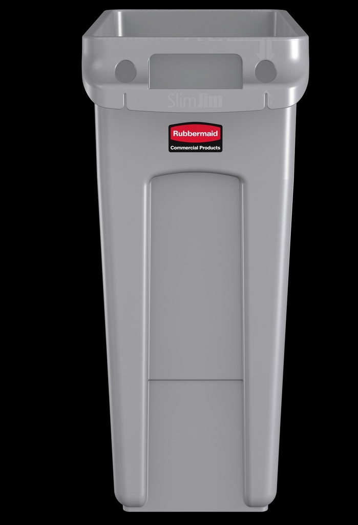 Rubbermaid Commercial Slim Jim Vented Container with Handles, 60 L, Grey