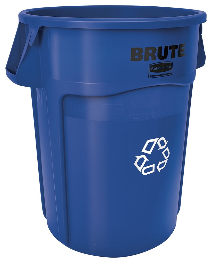 Rubbermaid Commercial Brute Vented Recycling Container, 44 US Gal, Blue
