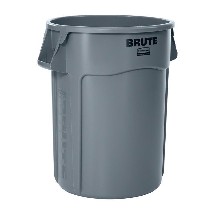 Rubbermaid Commercial Contenant rond Brute avec conduits d'aération, 44 gal US (166,6 L), gris
