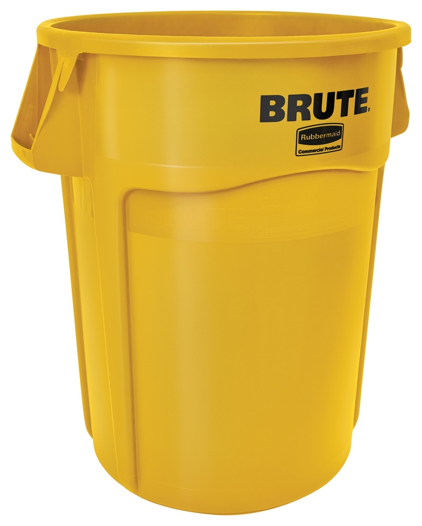 Rubbermaid Commercial Contenant rond Brute avec conduits d'aération, 44 gal US (166,6 L), jaune