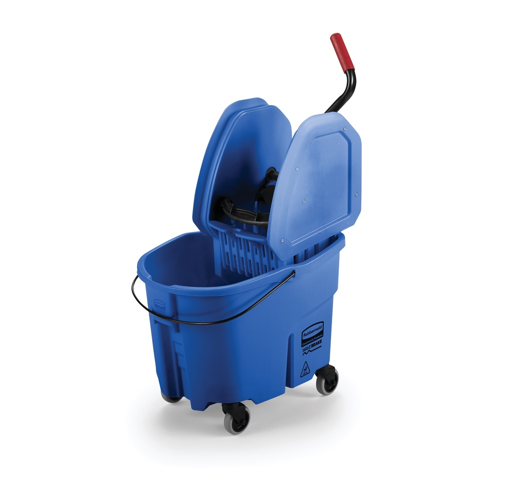 Rubbermaid Commercial WaveBrake Mop Bucket and Down-Press Wringer Combo, 8.75 US Gal (33.1 L), Blue