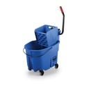 Rubbermaid Commercial WaveBrake Mop Bucket and Side-Press Wringer Combo, 8.75 US Gal (33.1 L), Blue