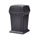 Rubbermaid Commercial Ranger Waste Container with Domed Lid, 2 Doors, 45 US Gal, Black