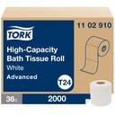 Tork Advanced High-Capacity Bath Tissue Roll, 1-Ply, 625 ft, White, Case of 36