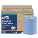 Tork Industrial W2 Centerfeed Paper Wiper, 4-Ply, Blue, Case of 2 Rolls x 375 Sheets