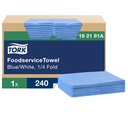 Tork Chiffon de service alimentaire, pli 1/4, bleu, 6,9 x 11,1 po, caisse de 240
