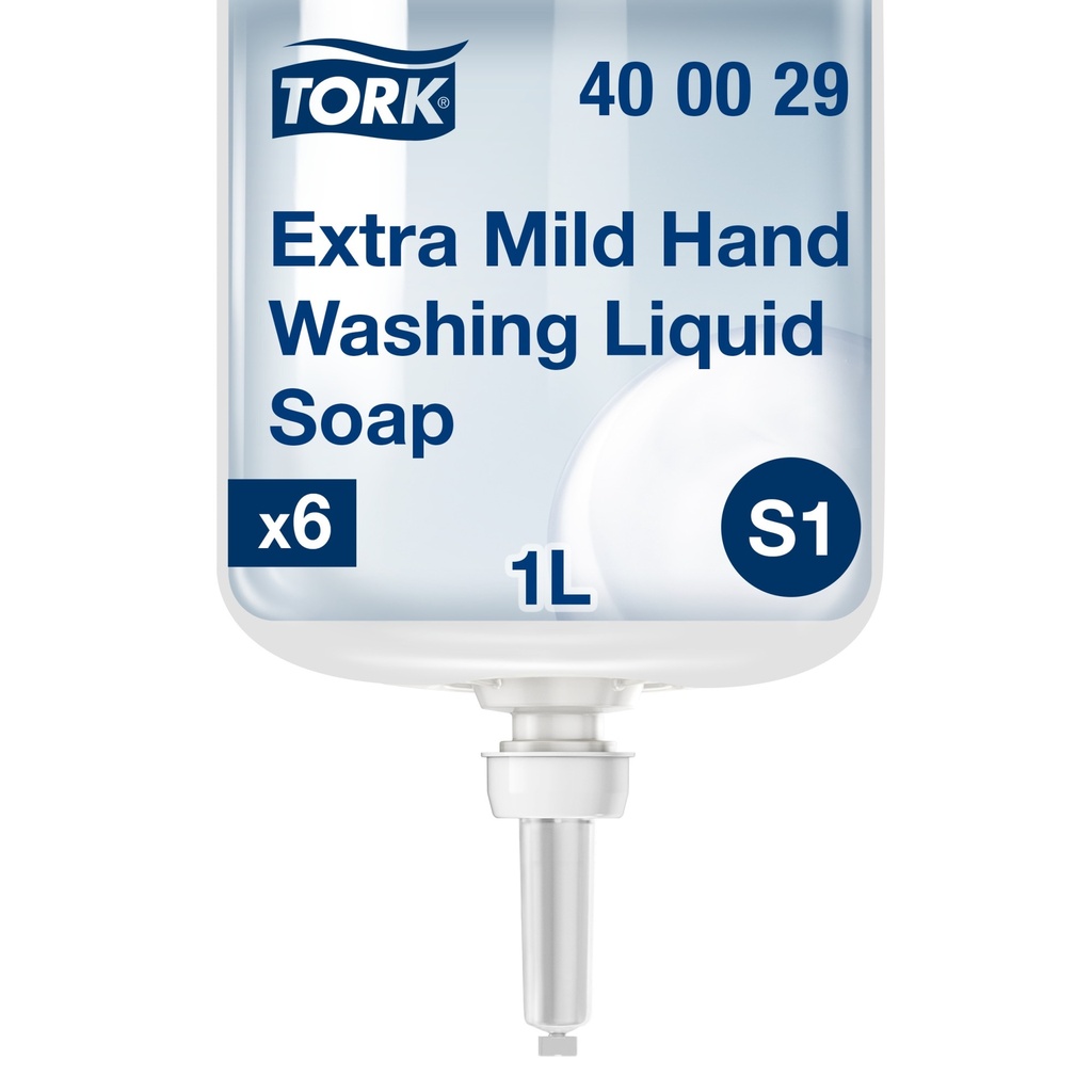 Tork Savon liquide pour les mains Premium S1 extra doux, sans parfum, recharge de 1 L