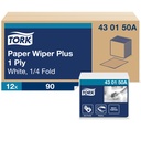 Tork Chiffon en papier Advanced, 1 pli, pli 1/4, caisse de 12 paquets de 90 feuilles (1 080)