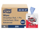 Tork Chiffon à dévidage central Advanced Shopmax 450, bleu, 13 po, caisse de 4 rouleaux de 200 feuilles
