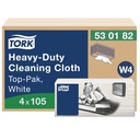 Tork W4 Heavy-Duty Cleaning Cloth, White, 14 x 16.34 in, Case of 4 Packs x 105 Sheets
