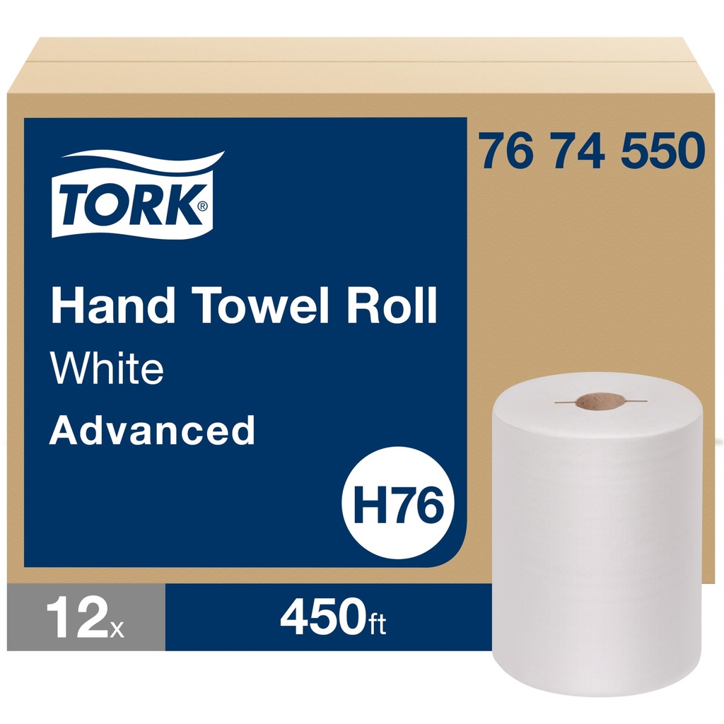 Tork Rouleau d'essuie-mains Advanced, 1 pli, blanc, caisse de 12 x 450