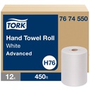 Tork Rouleau d'essuie-mains Advanced, 1 pli, blanc, caisse de 12 x 450