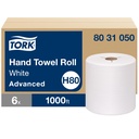 Tork H80 Advanced Notched Hand Towel Roll, White, 1,000 ft, Case of 6