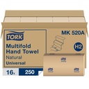 Tork Essuie-mains à plis multiples gaufrés H23, naturel, caisse de 16 paquets de 250 feuilles