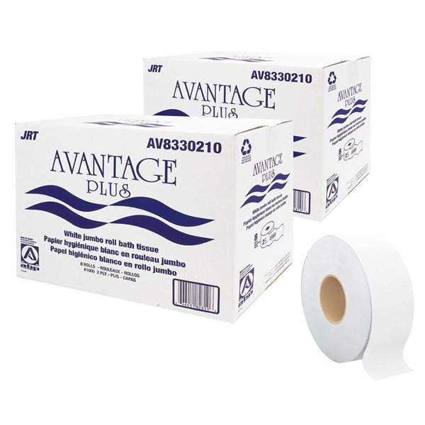 ABP Canada 2-Ply Toilet Paper, 3.25 in Core, Pack of 8 Rolls