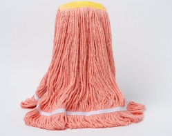 Synthetic Wet Mop, Orange, Narrow Band, Looped Tailband End, Small