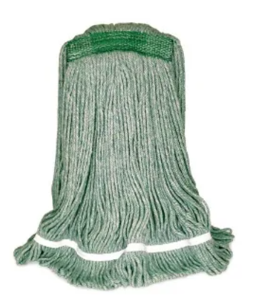 Synthetic Wet Mop, Green, Narrow Band, Looped Tailband End, Large