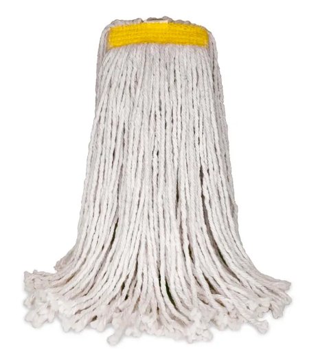 Cotton Wet Mop, White, Narrow Band, Cut End, 16 oz