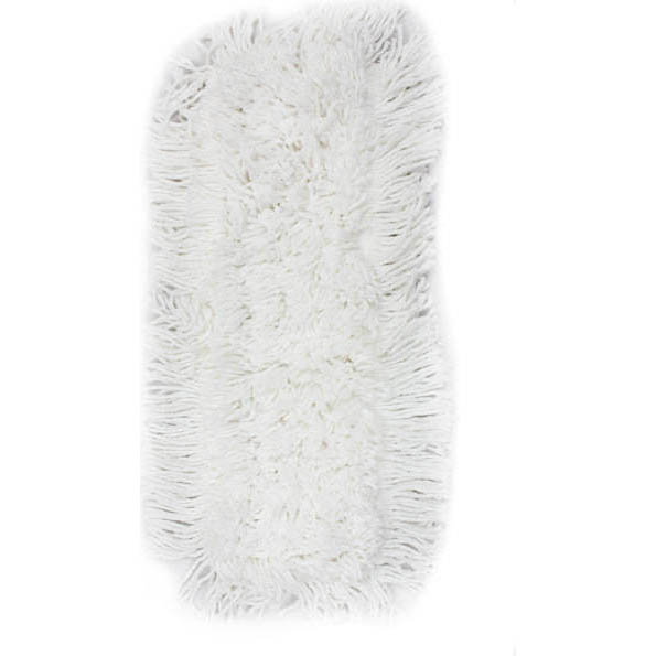 Vadrouille sèche synthétique, blanche, traitée, à attaches, bouts coupés, 24 po