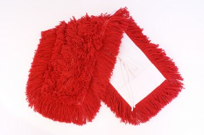 Vadrouille sèche en saran, rouge, traitée, à attaches, bouts coupés, 48 po