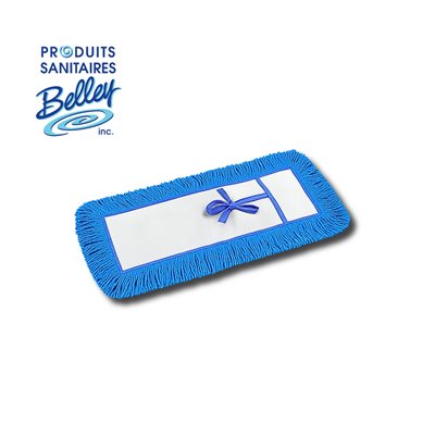 Vadrouille sèche en nylon, bleue, à attaches, bouts coupés, 48 po